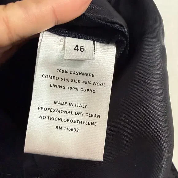 Gabriela Hearst Tailored Pleated Tapered Trouser Black 100% Cashmere IT46 US10